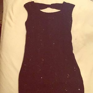 Black sequin body con dress